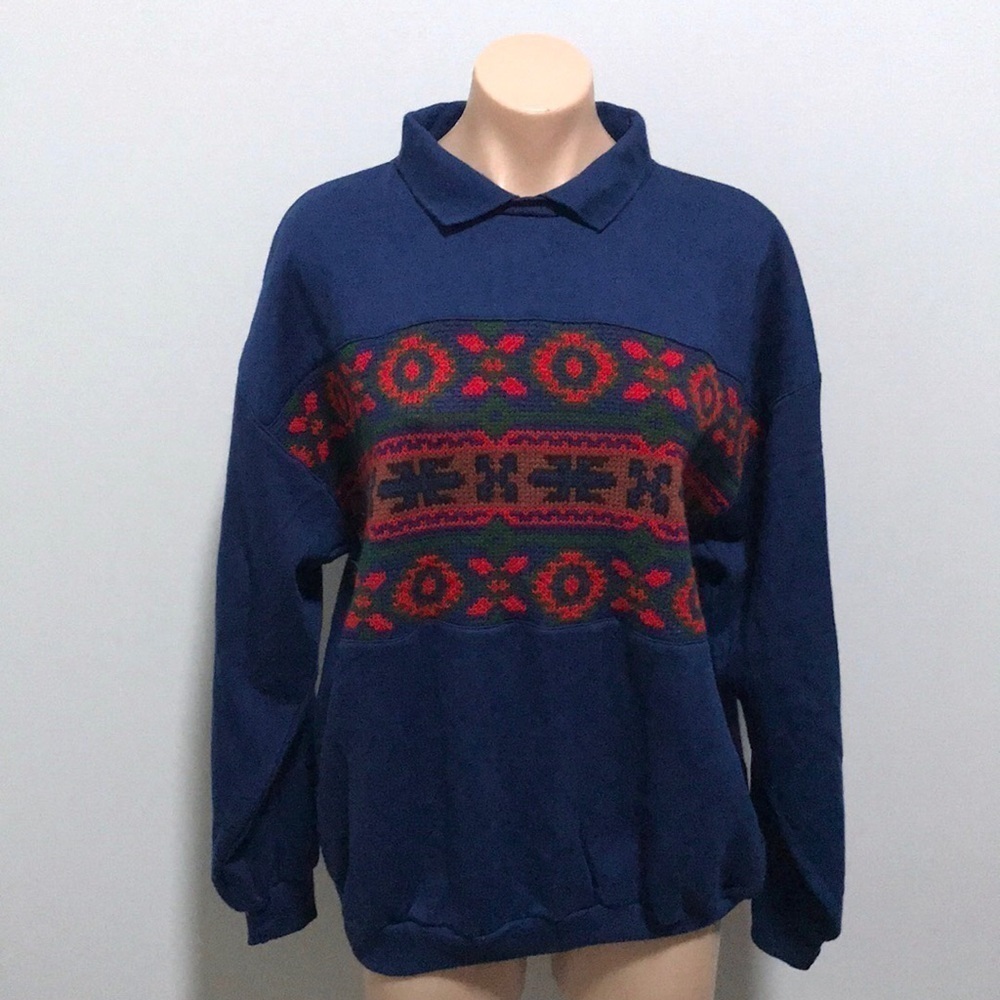 Lauren Brooke Vintage Sweater Needlepoint Navy